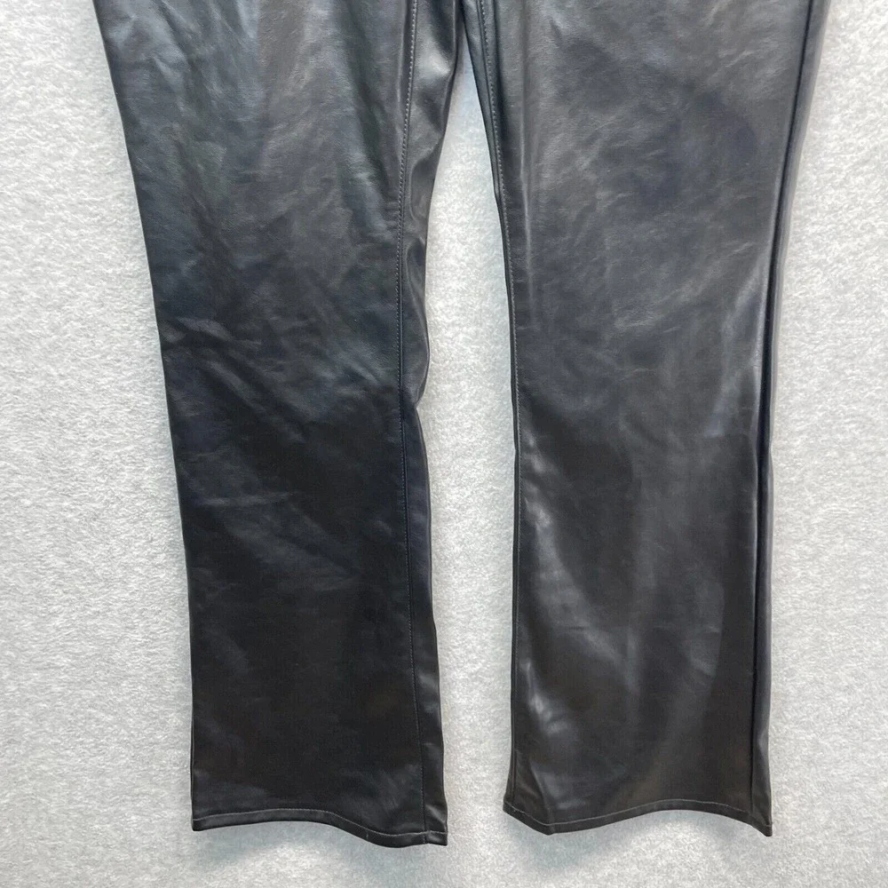 Old Navy High Rise Flare Pants Girls 18 Black Faux Leather New